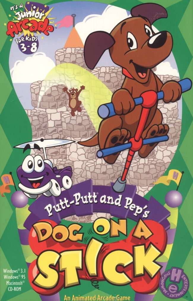 putt putt and peps dog on a stick